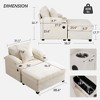 PAGED 31.1"Ergonomic Single Couch with Ottoman,Firm Support Sofa with Cupholders & USB Charging,Modern Chenille Sofa for Living Room - 4 of 4