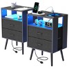 INFURNIC Nightstands 2 Pack Modern Nightstand with Charging Station Fabric Drawers Metal Legs for Bedroom, Black, 15.75"*11.81"*23.62" - 4 of 4