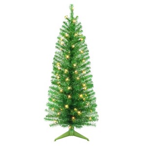 Puleo 4.5' Pre-lit Tinsel Artificial Christmas Tree with Clear Lights - 1 of 3