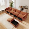 VASIP Modular Sectional Sofa with Ottoman& Storage Drawers, L-Shaped 3-Seate Features Crescent Armrests & Wraparound Cushions for Living Room,Orange - 2 of 4
