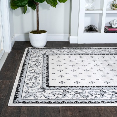 Light Gray and Cream Synthetic 8' x 10' Reversible Area Rug