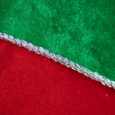 20" Red Velveteen Christmas Stocking with Green Cuff and Sequins