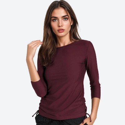 Calypsa Women's Loose Fit 3/4 Sleeve Rash Guard UPF 50+ Margaux Swim Top