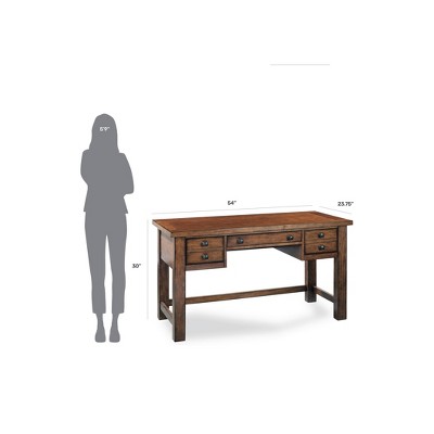Tahoe Aged Maple Executive Desk with Keyboard Tray and Drawers
