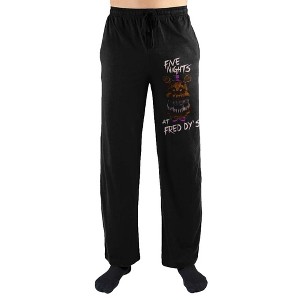 Five Nights at Freddy's Men's Freddy Fazbear Character Black Sleep Pajama Pants - 1 of 3