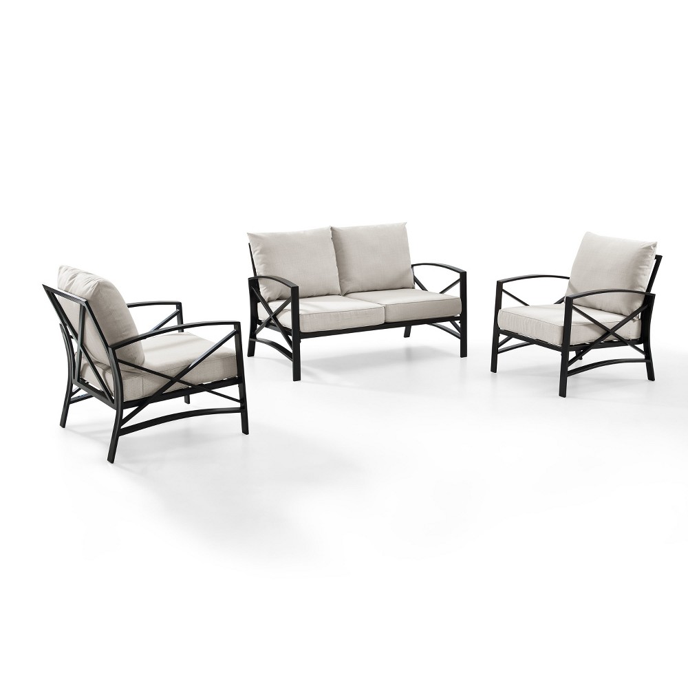 Photos - Garden Furniture Crosley 3pc Kaplan Steel Outdoor Seating Furniture Set with Loveseat & 2 C 
