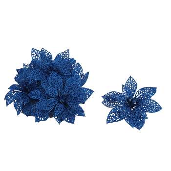 Unique Bargains 10-Pack Christmas Tree Decorative Ornaments Artificial Glitter Powder Flowers