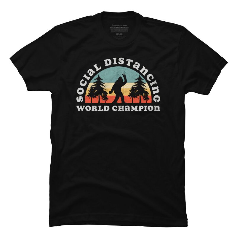Men's Design By Humans Bigfoot Social Distancing World Champion By Tingsy T-Shirt, 1 of 5