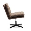 Ridstar Upholstered Modern Fabric 360 Degree Swivel Accent Chair With Adjustable Arm And Sturdy Support For Reading, Living Room-Brown - 4 of 4