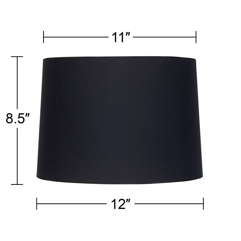 Springcrest Set of 2 Tapered Drum Lamp Shades Black Small 11" Top x 12" Bottom x 8.5" High Spider Replacement Harp Finial Fitting, 5 of 6