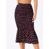 Allegra K Women's Floral Smocked Knee Length High Waist Bodycon Mermaid Chiffon Midi Skirt - 2 of 4