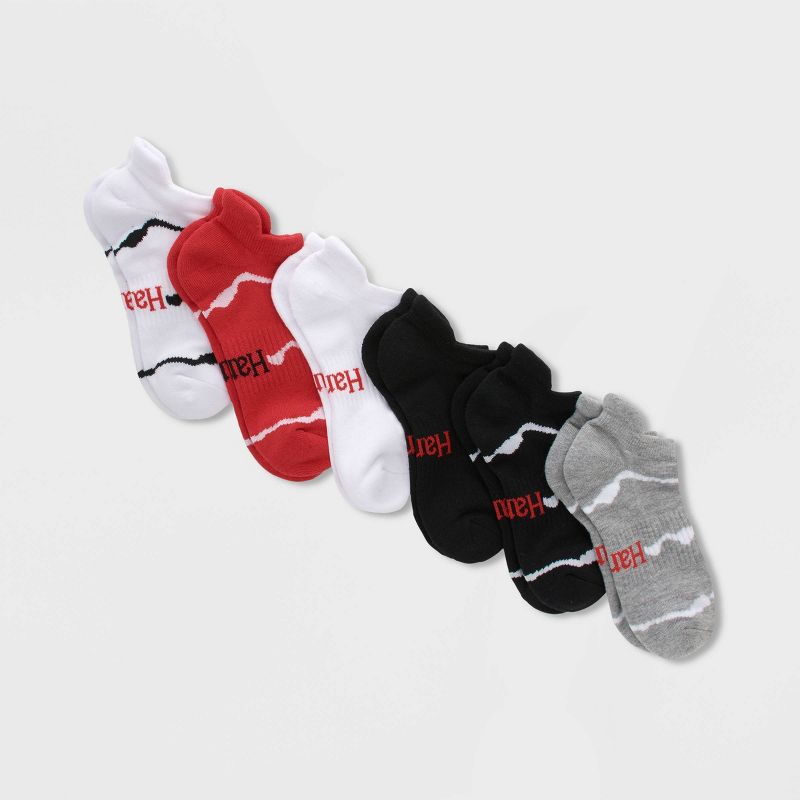 Hanes Originals Women&#39;s 6pk Heel Shield Socks - White/Red/Black 5-9, 2 of 4