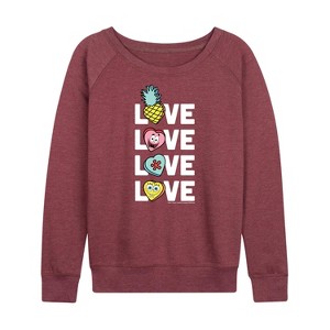 Women's - SpongeBob SquarePants - Valentine's Day Merchandise Lightweight French Terry Wide Neck Long Sleeve Shirt - 1 of 4