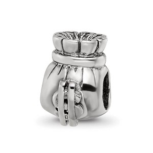 Black Bow Jewelry Sterling Silver Money Bag Bead Charm - 1 of 4