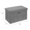 VECELO Folding Storage Ottoman Bench, End of Bed Linen Fabric Foot Rest Stool with Padded Seat, Large Footstool for Bedroom or Living Room - 3 of 4