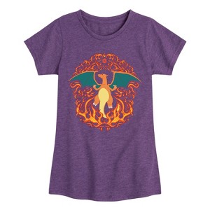 Girls' - Pokémon - Charizard Fire Ornamental Fitted Short Sleeve Graphic T-Shirt - 1 of 4