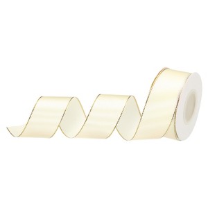 Unique Bargains Double Face Wide Satin Ribbon with Gold Edges for Wedding Bouquet - 1 of 4