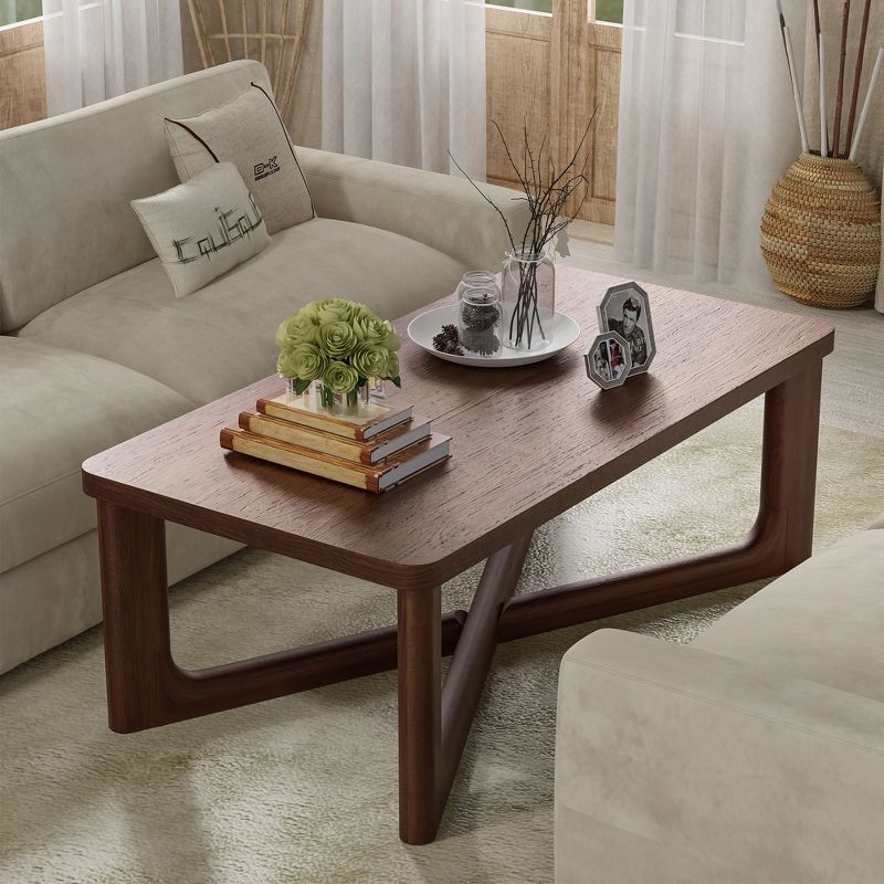 Neutypechic Wood Grain Tabletop Rectangle Coffee Table for Living Room, 4 of 8