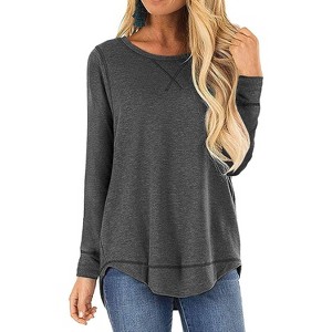 Haute Edition Women'S Cross Stitch Loose Fit Long Sleeve Tee With Plus - 1 of 1