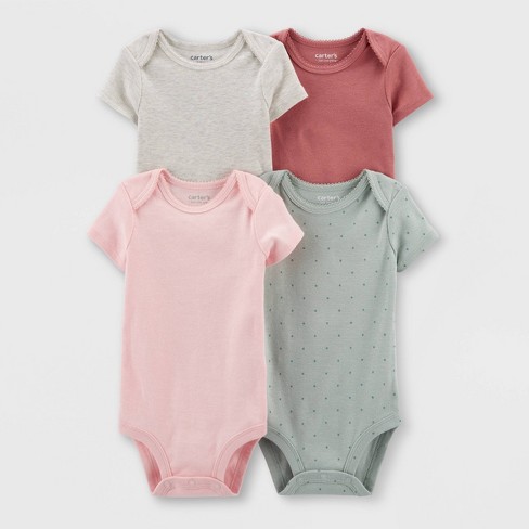 CARTER'S 4PK NEUTRAL COLORS BABY BOY GIRL COTTON BODYSUITS SET 3M CLOTHES