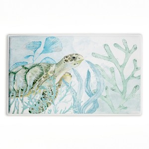 Stupell Industries Turtle In The Sea Printed Plush Bath Mat And Bath Rug, Design By Kim Allen, 18"X30" - 1 of 4