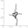 Black Bow Jewelry 14k White Gold 0.1 Ctw Champagne Diamond Heart Cross Pendant, 19x32mm - 4 of 4