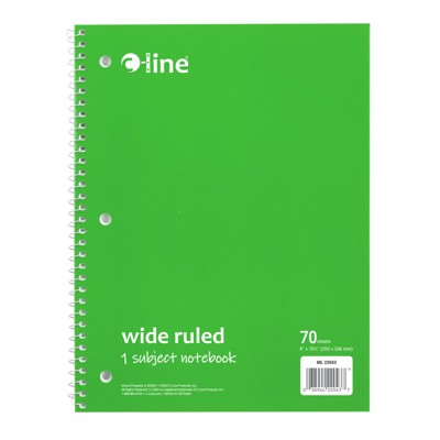 C-Line 1-Subject Notebook, 70 Page, Wide Ruled, Green (Pack of 12)
