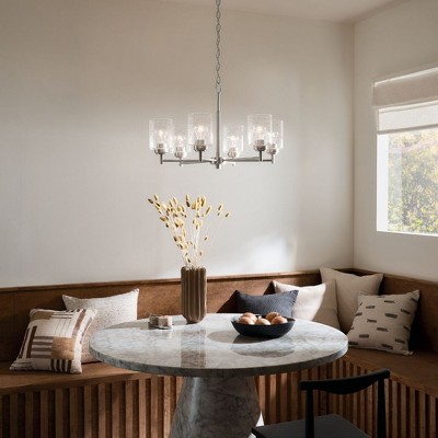 Brushed Nickel 6-Light Chandelier with Clear Seeded Glass Shades