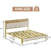 King Size Upholstered Bed Frame with Charging Station and LED Lights, Platform Bed with Storage Headboard, No Box Spring Needed, Noiseless, Gold - 2 of 4