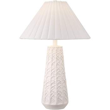 Possini Euro Design Cayon 30 1/2" Tall Large Modern Coastal End Table Lamp White Single Pleated Shade Living Room Bedroom Bedside Nightstand House