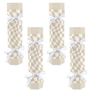 Big Dot of Happiness Tan Checkered Party - No Snap Party Table Favors - DIY Cracker Boxes - Set of 12 - 1 of 4