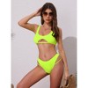 INSPIRE CHIC Women's Cutout Racerback Ribbed Bikini Sets, Scoop Neck Top Triangle Bottom Swimwear Bathing Suits 1 Set - 4 of 4