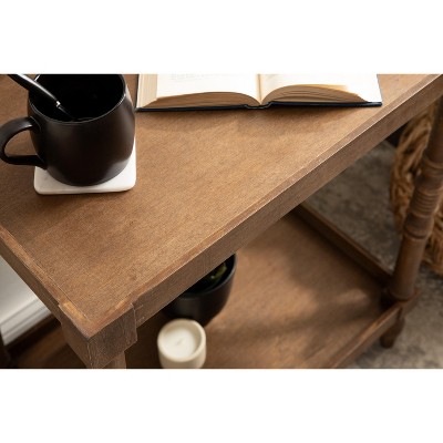 Bellport Rustic Brown Wood Side Table with Shelf