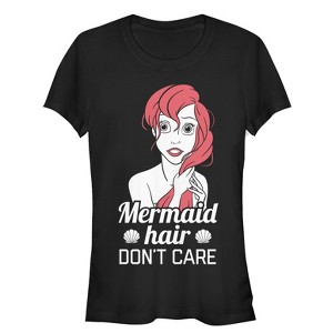 Juniors Womens The Little Mermaid Ariel Mermaid Don't Care T-Shirt - 1 of 3