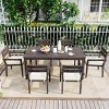 7 Piece Gray Acacia Wood Patio Dining Set with Cushioned Chairs Outdoor Table and Chairs for Deck Backyard Balcony or Garden–The Pop Home - 2 of 4