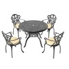 Akoasm 5-Pieces Aluminum Patio Dining Coffee Table Set With Umbrella Hole, Beige Cushions-Black - 4 of 4