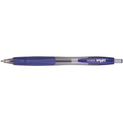School Smart Retractable Gel Pens with Grip, Blue Ink, Pack of 12