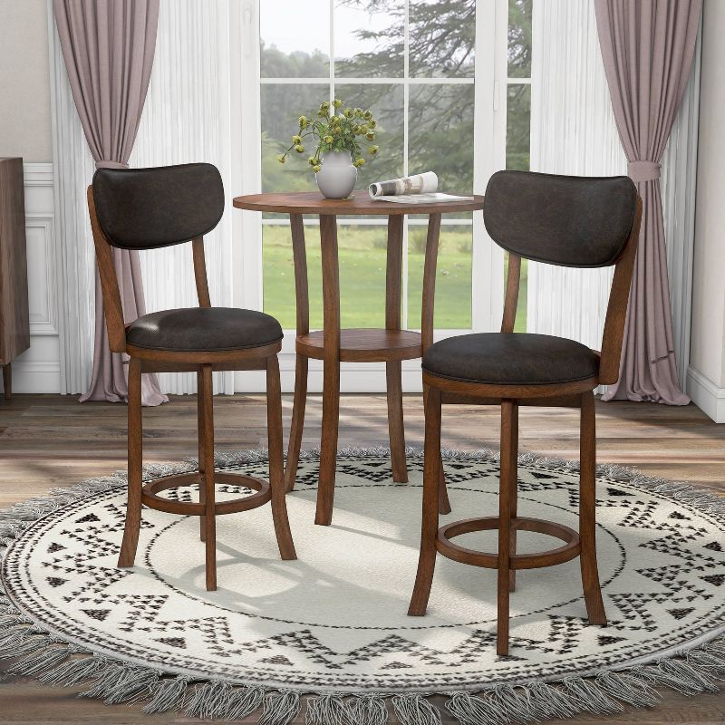 3pc Singhe Transitional Counter Height Dining Set Brown/Merlot - HOMES: Inside + Out, 4 of 14