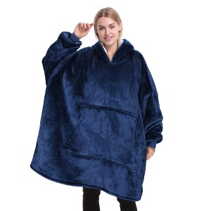 Catalonia Oversized Fleece Flannel Blanket Hoodie Sweatshirt for Women Men, Warm Wearable Blanket Pullover Adult, Cozy Christmas Gift for Wife Woman - 1 of 4