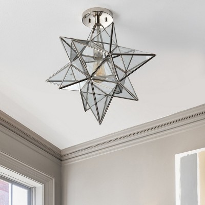 Abrielle 19" Brushed Nickel and Glass Star Flush Mount