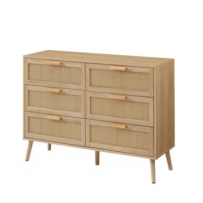 Dexmalle 6 Double Dresser with rattan drawers