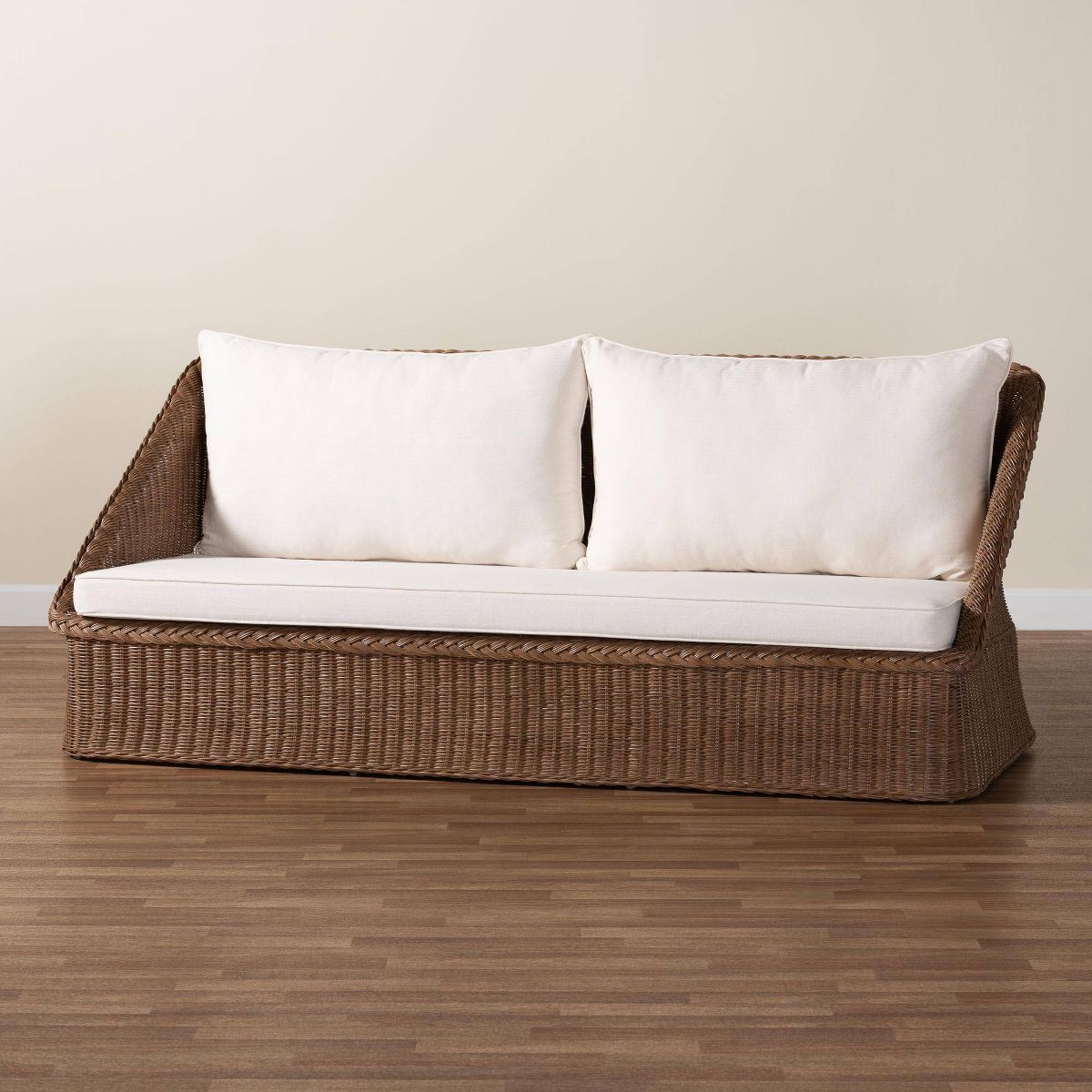 bali & pari Derris Bohemian Braided Rattan Sofa Peanut Brown - thumbnail 4