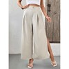 Women's Side Split Pleated Wide Leg Dress Pants Summer Fall Casual Beach Vacation Long Palazzo Pants Loose Fit Flowy Trousers with Pockets - 4 of 4