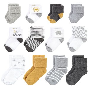 Hudson Baby Grow With Me Socks 12pk, Sunshine, 0-24 Months - 1 of 4