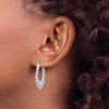 Black Bow Jewelry 4mm x 29mm Polished 14k White Gold Hollow Oval Shrimp Hoop Earrings - 3 of 4