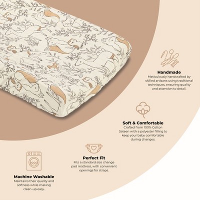 Ezra Woodland Animals Cotton Sateen Change Pad Cover
