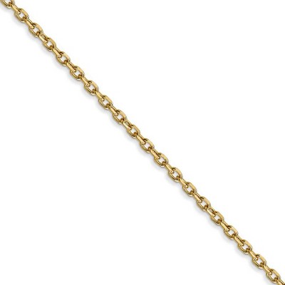 Black Bow Jewelry 1.8mm, 14k Yellow Gold Diamond Cut Solid Cable Chain Necklace