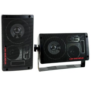 Pyramid 2060 300W 3-Way Car Audio Mini Box Speakers Indoor Stereo System (Pair) - 1 of 4