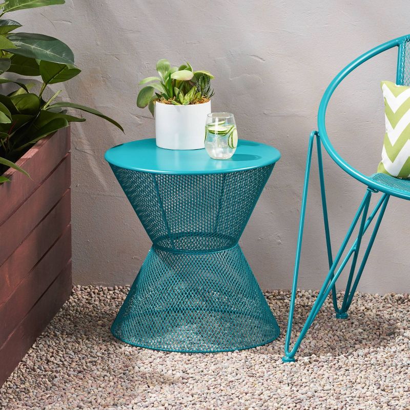 Nevada Iron Modern Side Table - Matte Teal - Christopher Knight Home, 3 of 9