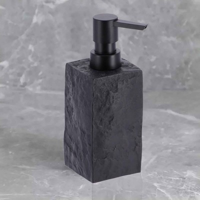 Evideco French Home Goods Modern Square Resin Soap & Lotion Dispenser - 9 fl oz, Stone Effect Design